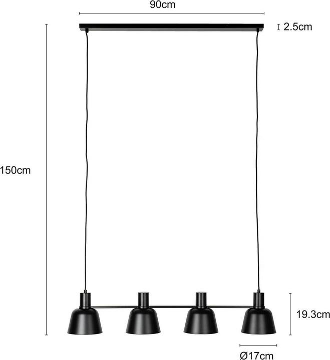 Produktbild Lucande Servan 4 Pendelleuchte Black (E27)