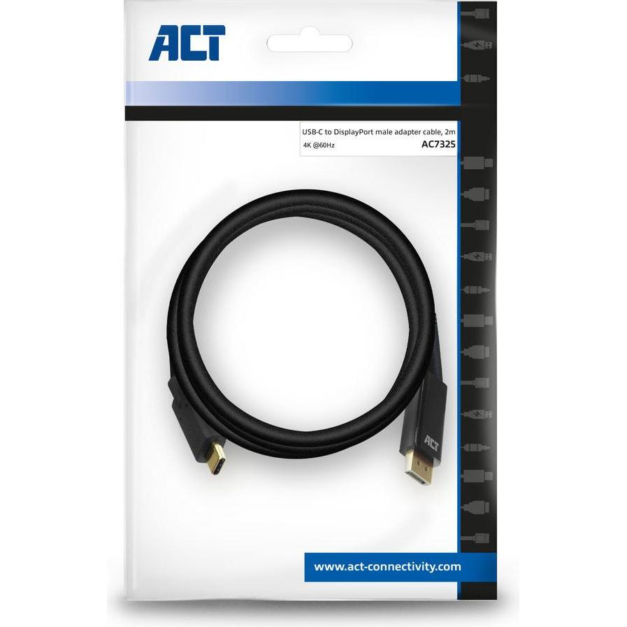 Thumbnail - ACT USB Typ C – DisplayPort (2 m, USB Typ C, DisplayPort), Video Kabel