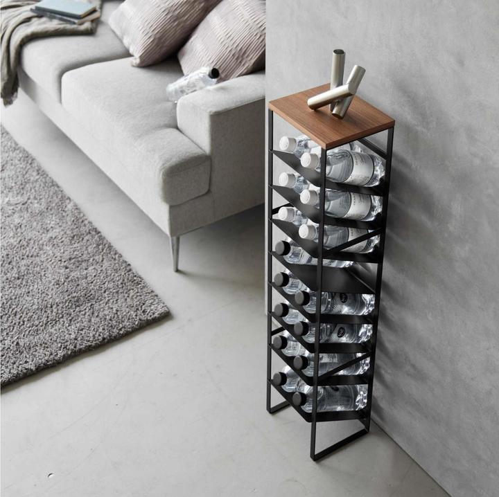Immagine prodotto Yamazaki Portabottiglie a 8 livelli con ripiano in legno TOWER (20 x 19,5 x 88,5 cm, 16 Fl.)