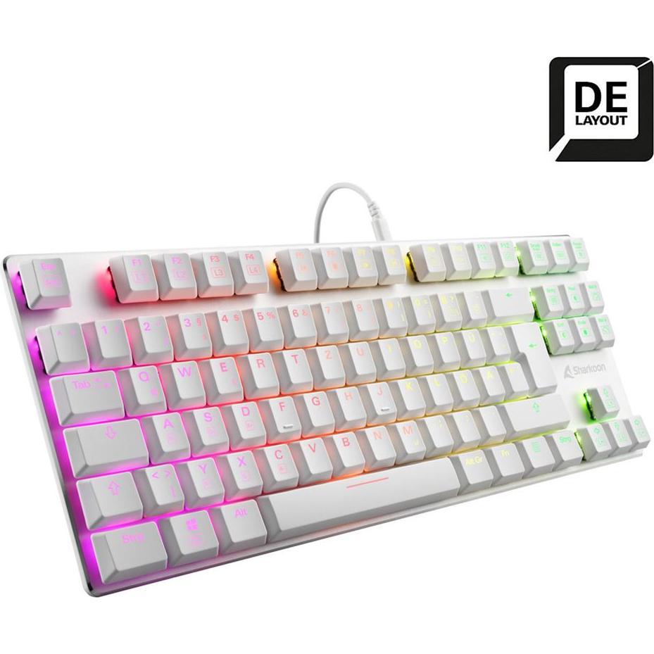 Sharkoon PureWriter (DE, Kabelgebunden), Tastatur, Weiss