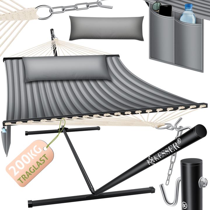 Kesser Hängematte HILL mit Gestell Kissen Doppelhängematte (200 kg)