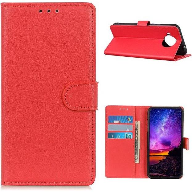 Thumbnail - MU Classic Litchi Leder Bookcover Series (Xiaomi Mi 10T Lite), Smartphone Hülle, Rot