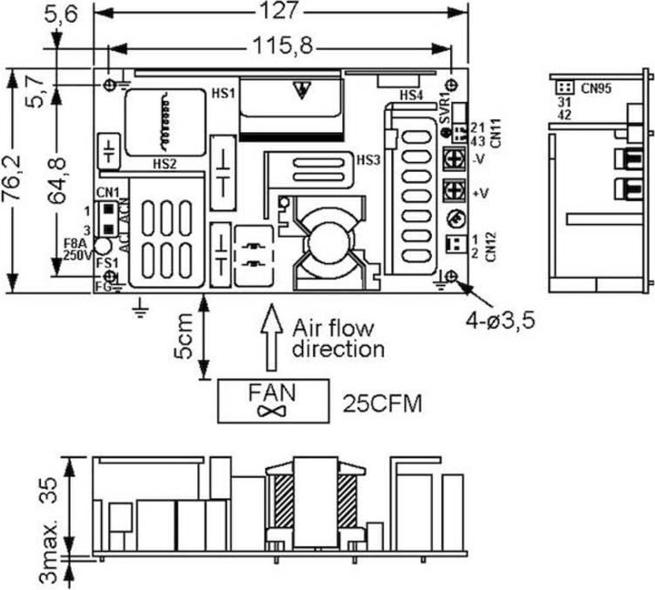 Actual product image MeanWell Switching Power Supplies EPP-400 Series Open-frame Single Output Power: 400W