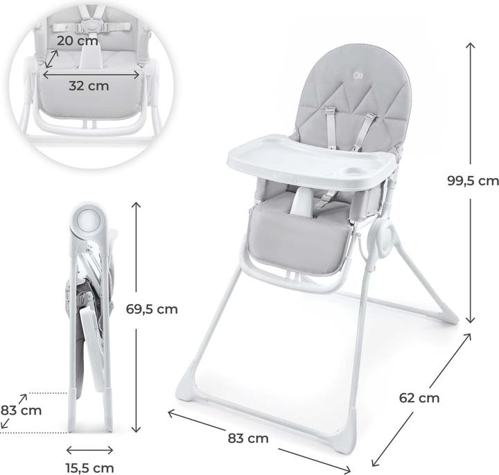 Actual product image KinderKraft high chair BINCI light grey (Highchair)