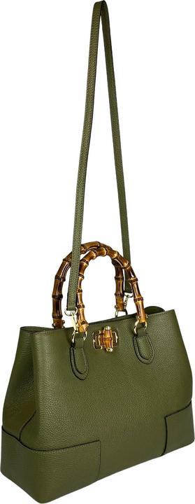 Produktbild Only-Bags.Store Lederhandtaschen, Bambus Henkel Tasche, Echtes Leder Handtaschen, handgefertigte Leder Tasche