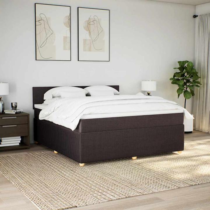 Produktbild VidaXL Boxspringbett Polsterbett Bett mit Matratze Dunkelbraun 80x200cm Stoff (80 x 200 cm)