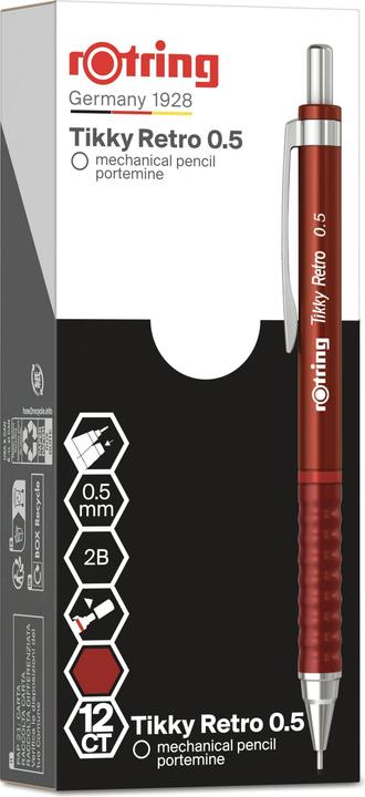 Produktbild Rotring Feinminenstift Tikky RETRO 0,5 Rot 12 Stück (0.50 mm, 2B, 12 x)