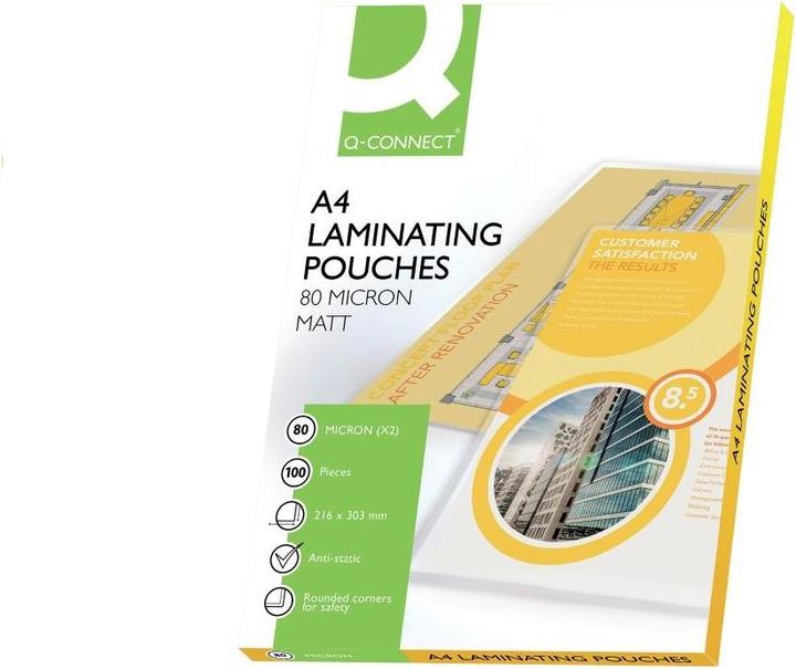 Image du produit Q-Connect Pochette de plastification A4 (A4, 100 pièce(s), 80 µm)