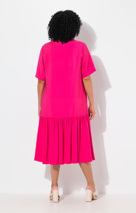 Produktbild Ulla Popken Midikleid, Volantsaum, A-Linie, V-Ausschnitt, Halbarm (46, 48)