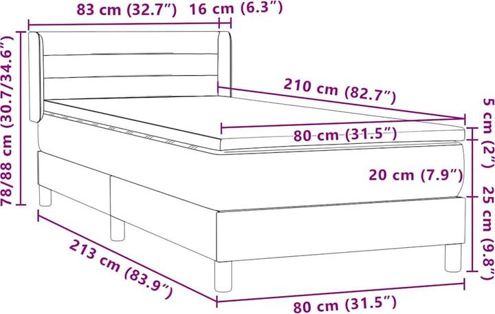 Actual product image vidaXL Boxspringbett (80 x 210 cm)