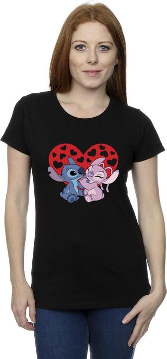 Actual product image Disney Womens/Ladies Lilo & Stitch Hearts Cotton T-Shirt (XXL)