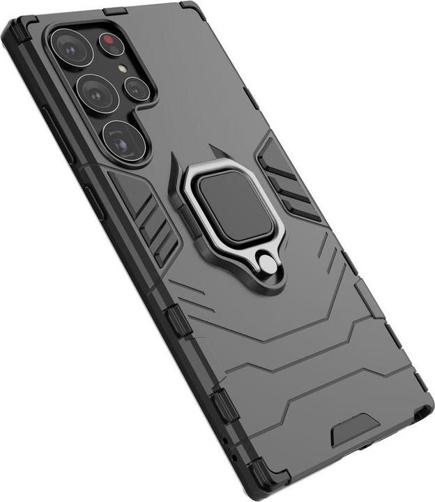 Actual product image Hurtel Ring Armor case for Samsung Galaxy S23 Ultra armored cover magnetic ring holder black (Samsung Galaxy S23 Ultra)