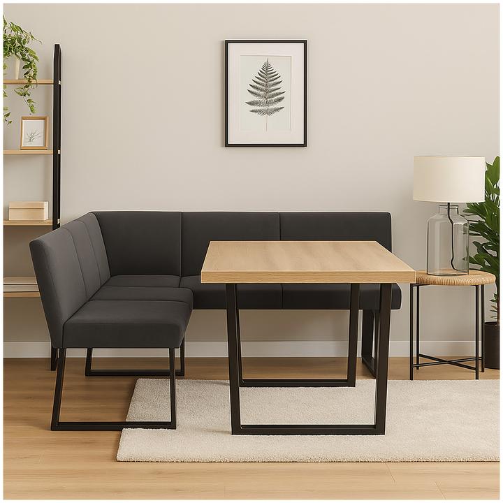 Produktbild HTI-Living Eckbank 152 x 192 cm Schwarz Vemal kurzer Schenkel links (192 cm)