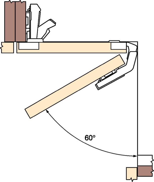 Produktbild Blum Topfbänder CLIP top Eckschrank, Falttürband 60 °