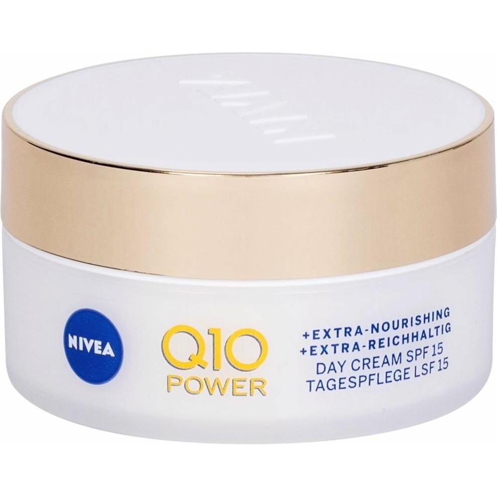 NIVEA, Gesichtscreme, Q10 Power Anti-Wrinkle + Extra Nourishing (50 ml, Tagescreme, SPF 15)