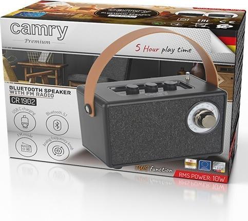 Image du produit Camry Haut-parleur avec radio | CR 1902 B | 5 W | Bluetooth | Noir | Connexion sans fil (5 h, Fonctionnement sur batterie)