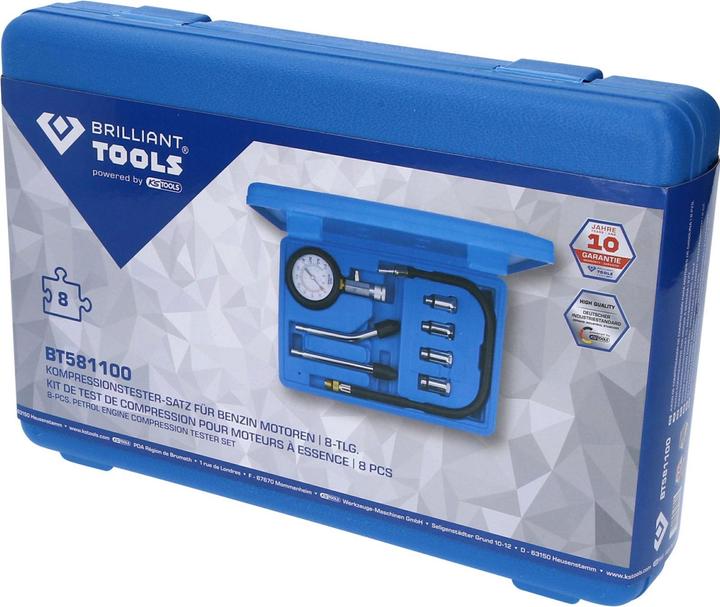 Image du produit Brilliant Tools Kit de testeur de compression pour moteurs à essence | 8 pcs.