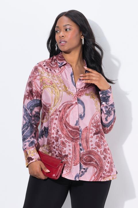 Immagine prodotto Ulla Popken Blusa con Cupro, design floreale, collo da camicia e maniche lunghe (50, 52)