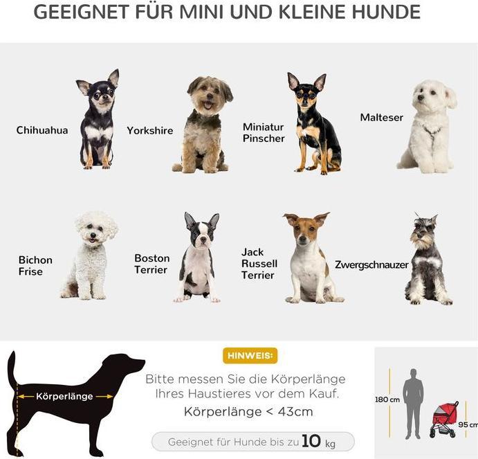 Actual product image Swisshandel24 Dog buggy Dog stroller Buggy for small dogs and cats Pet stroller Cat stroller Oxfor (Cat, Dog, Foldable)