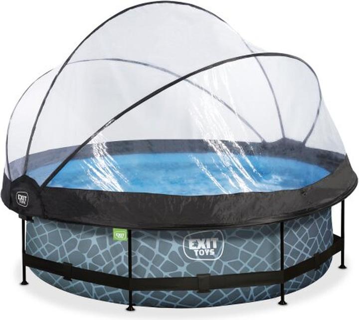 Exit Frame pool round 300x76 cm with sun canopy and filter pump
