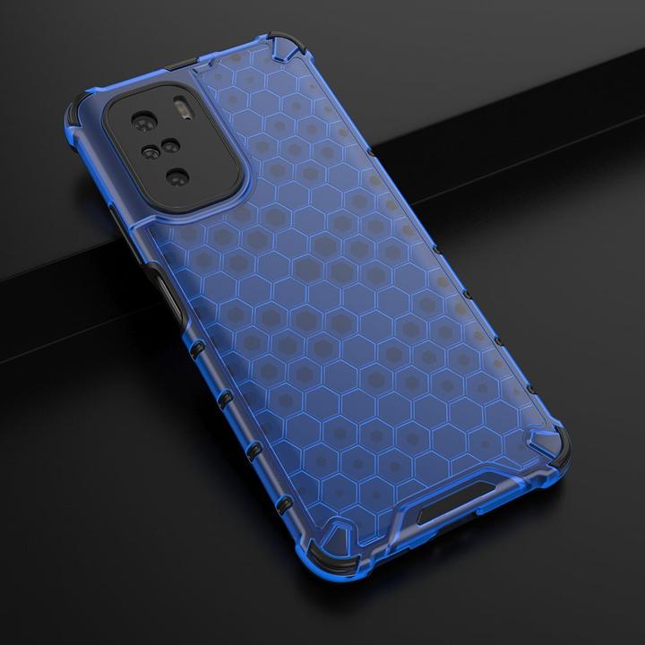 Produktbild Hurtel Honeycomb Case armor cover with TPU Bumper for Xiaomi Redmi K40 Pro+ / K40 Pro / K40 / Poco F3 blue (Xiaomi Redmi K40 Pro+, LG K40, Xiaomi Poco F3)