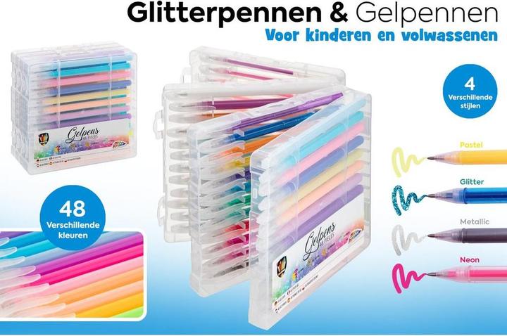 Immagine prodotto Grafix Set di penne gel (Luccichio, Metallico, Neon, Pastello, 48x)