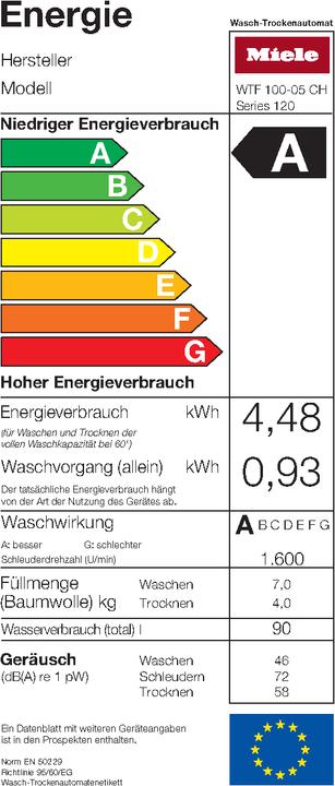 Label énergétique Miele WTF 100-05 CH