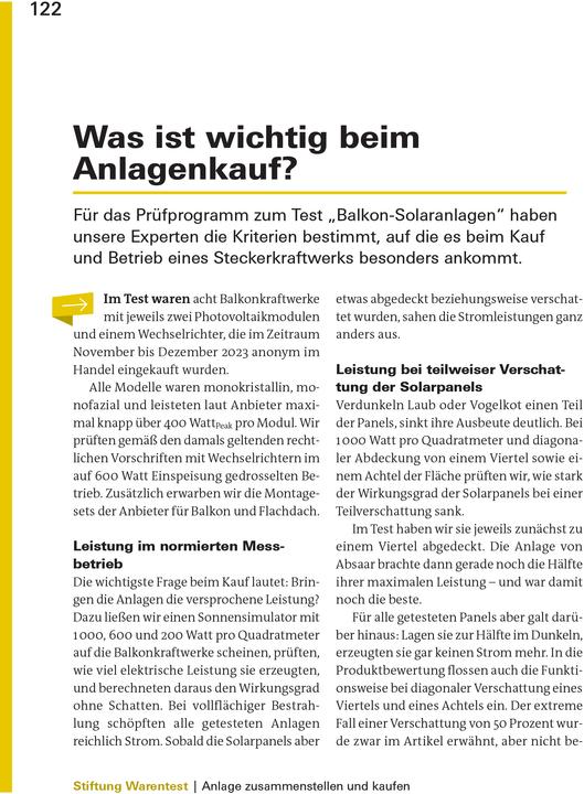 Produktbild Balkonkraftwerke (Deutsch, Stiftung Warentest, 2024)