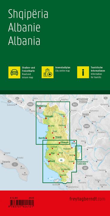 Actual product image Albanien, Strassen- und Freizeitkarte 1:150.000, freytag & berndt
