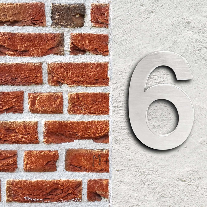 Produktbild Wiltec Hausnummer 6 Edelstahl Hausnummer modern 3D-Design rostfrei