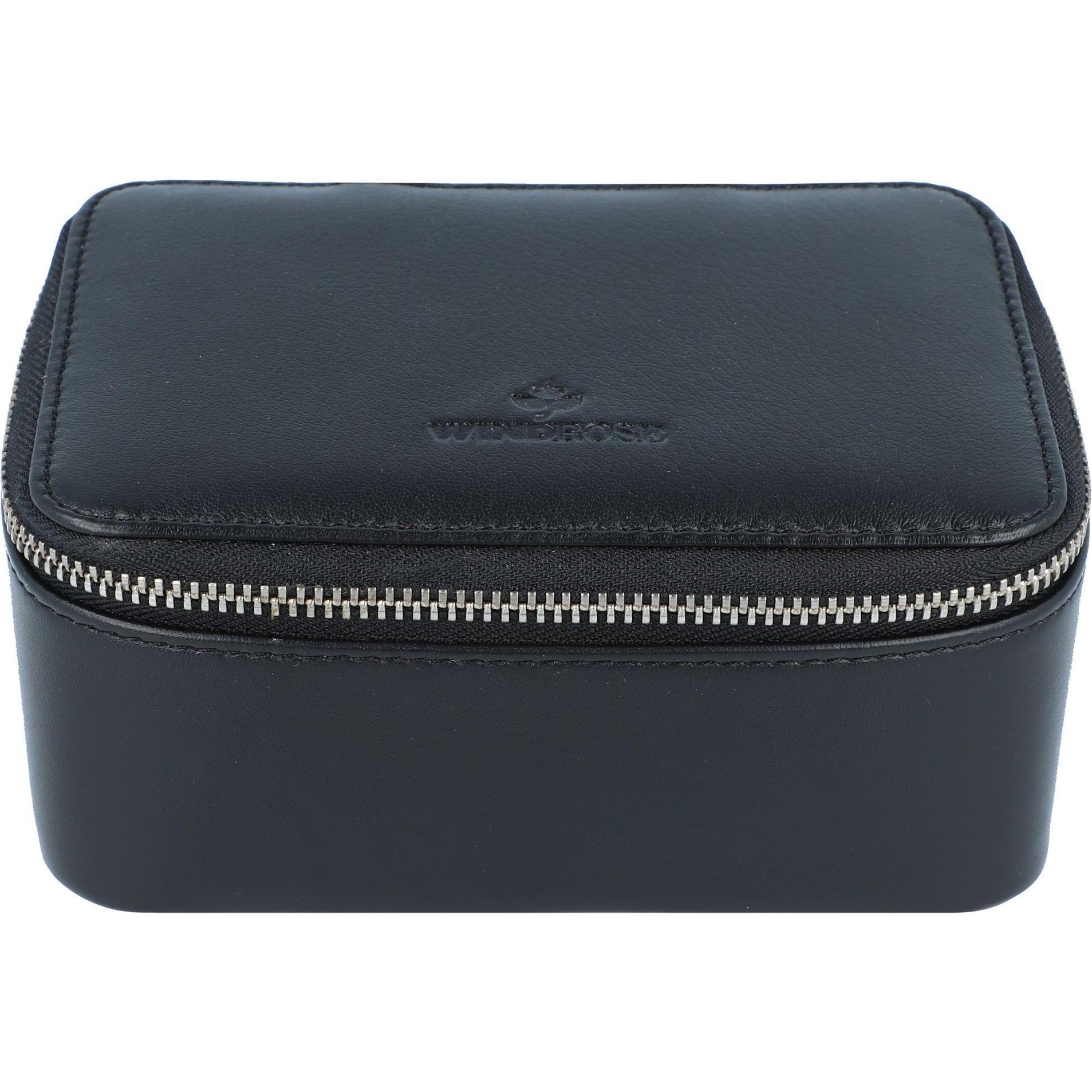 Windrose, Uhrenbox + Schmuckaufbewahrung, Basic Collection Nappa Schmucketui Leder 14 cm, Schwarz