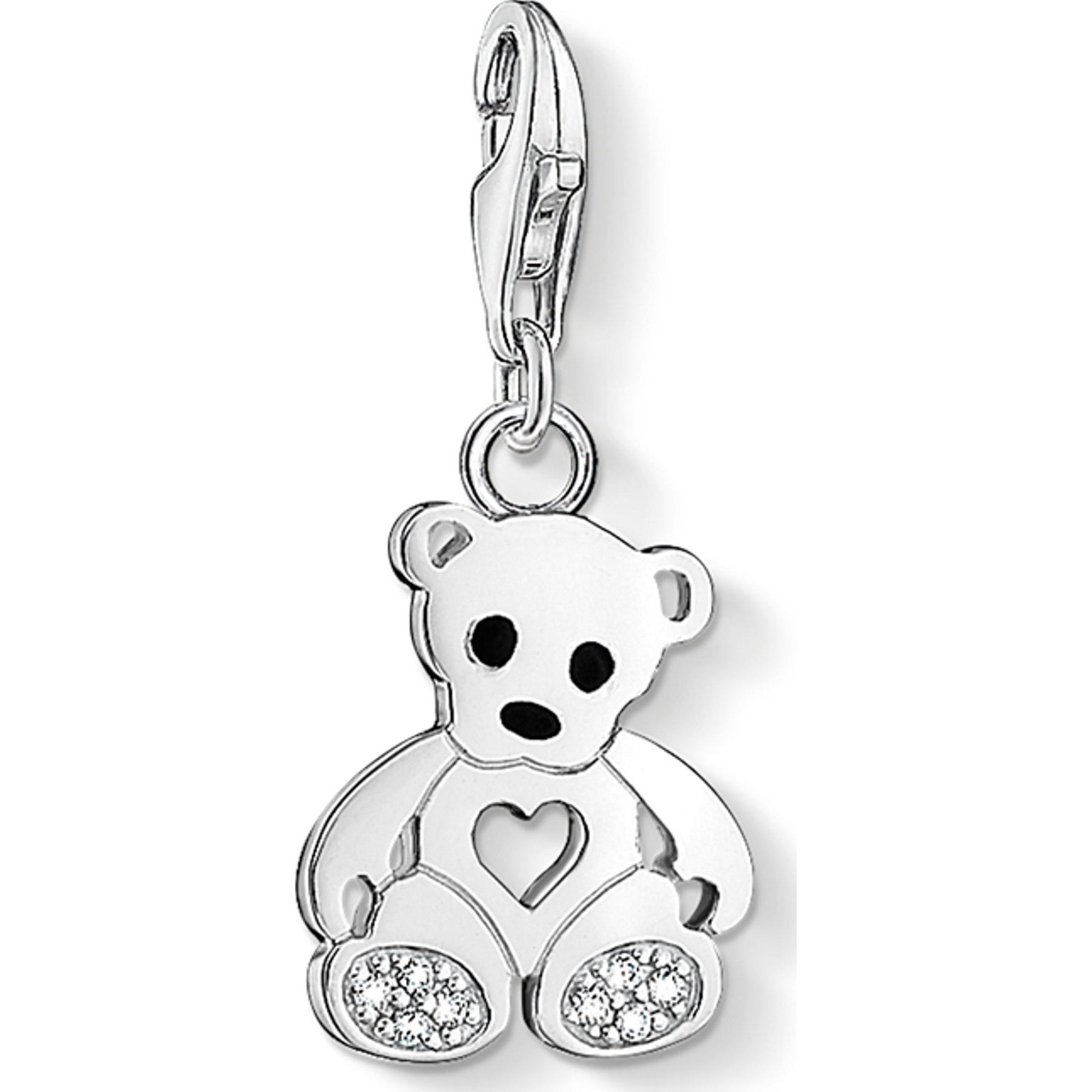 Thomas Sabo, Kettenanhänger, Charm-Anhänger Teddybär mit Herz, (Silber)