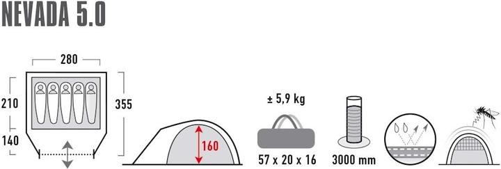 Actual product image High Peak Nevada 5.0 (Dome tent, 5.90 kg, 5 persons)