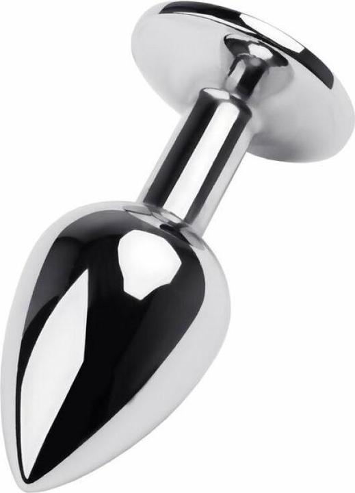 Actual product image Toyfa Silberner Analplug Metall mit blauem, rundem Stein