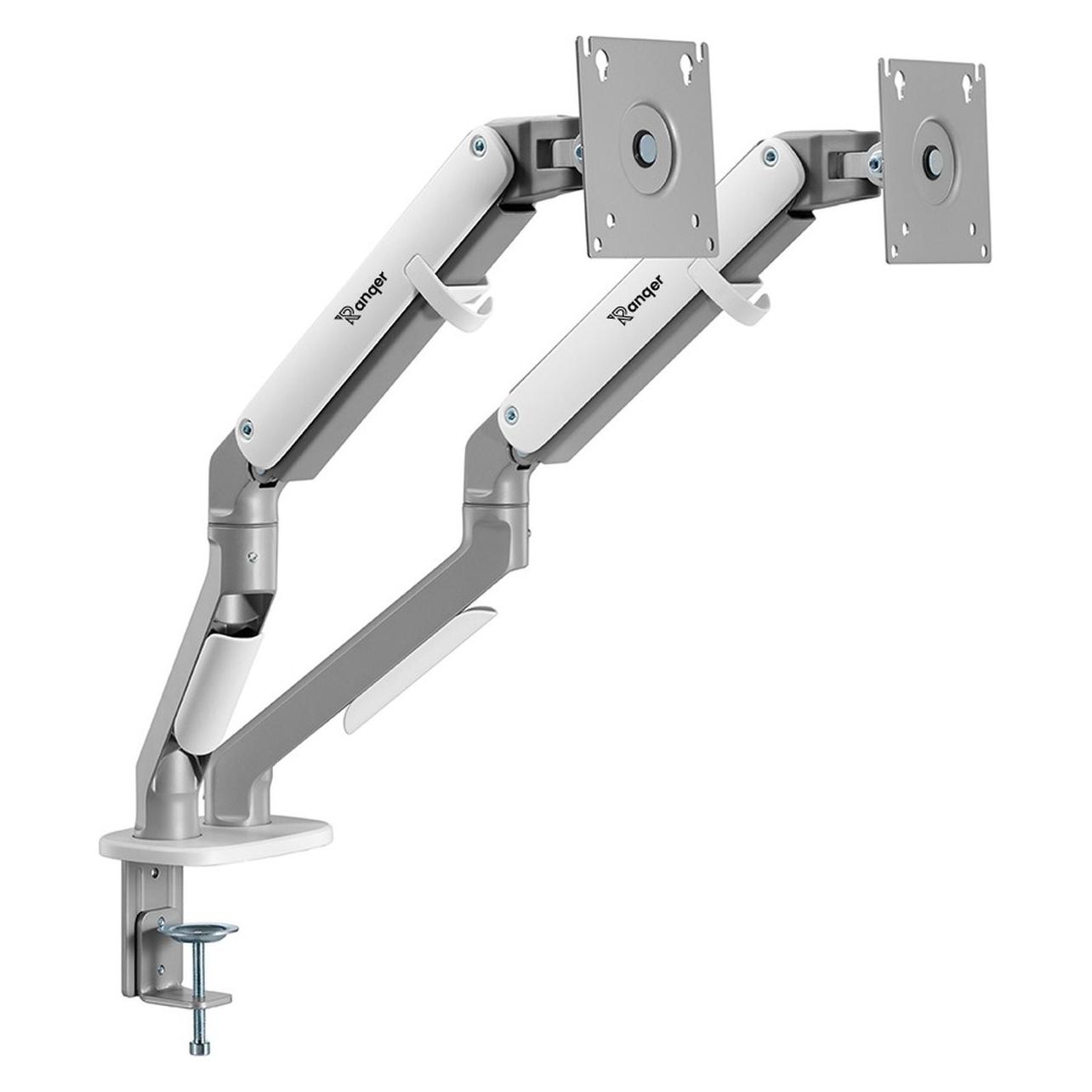 Ranqer Monitorarm Pro Dual Wit (Rq-Monitor-Arm-Pro-Dual-Wht) (Tabel, 32", 9 kg), Monitorsteun, Wit