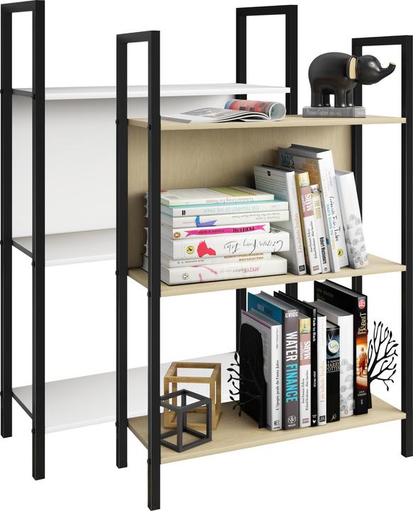 Image du produit VCM Métal Étagère sur pied Livres Flakos 3 compartiments (100 x 56 x 24 cm)