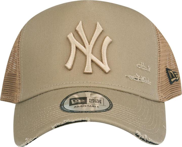 Actual product image New Era Mesh Trucker Cap DISTRESSED New York Yankees khaki
