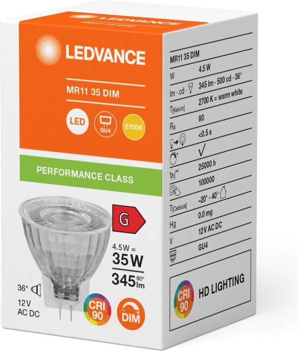 Image du produit Ledvance LED MR113536 DI (GU4, 4.50 W, 345 lm, 1 x, G)