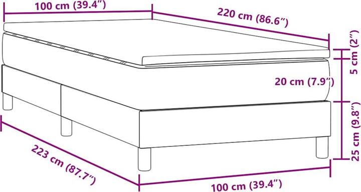 Actual product image vidaXL Boxspringbett (100 x 220 cm)