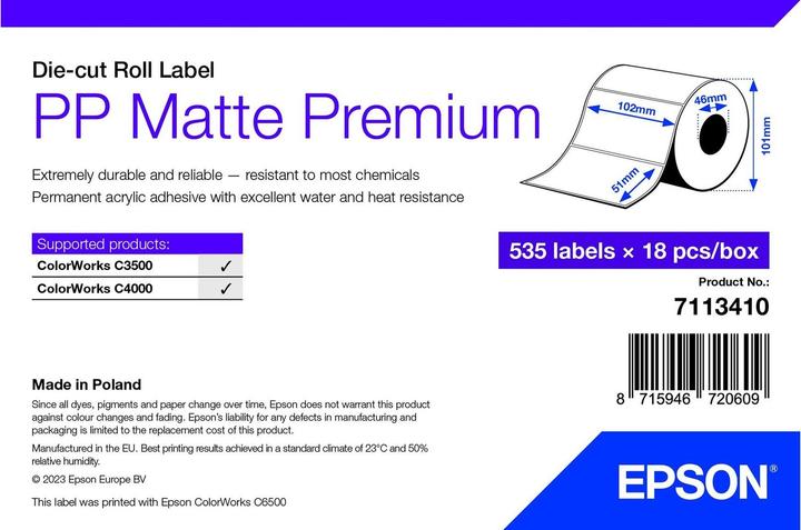 Energy Label Epson Pp Matte Label Prem Die-Cut