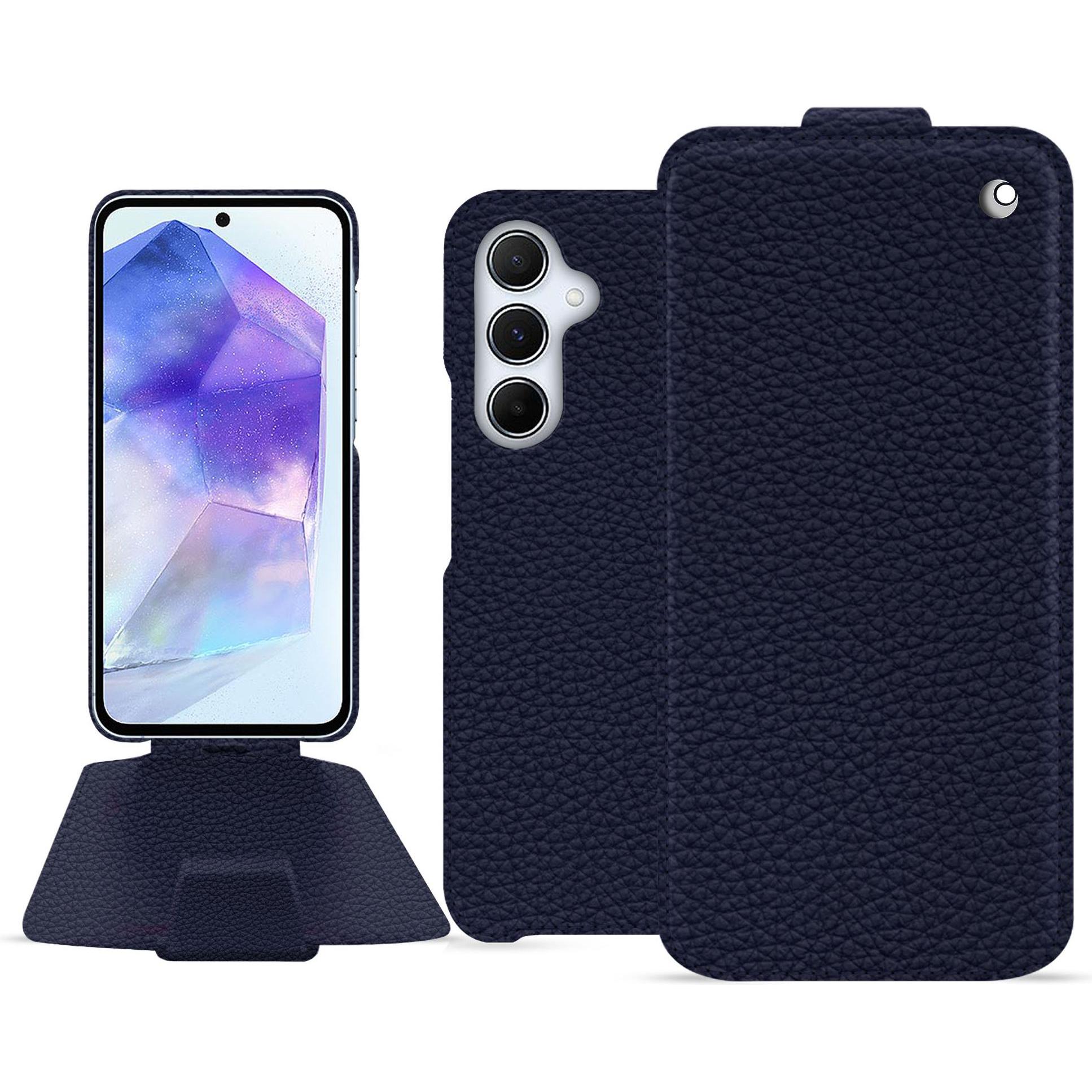 Noreve Lederschutzhülle vertikal (Samsung Galaxy A55), Smartphone Hülle, Violett