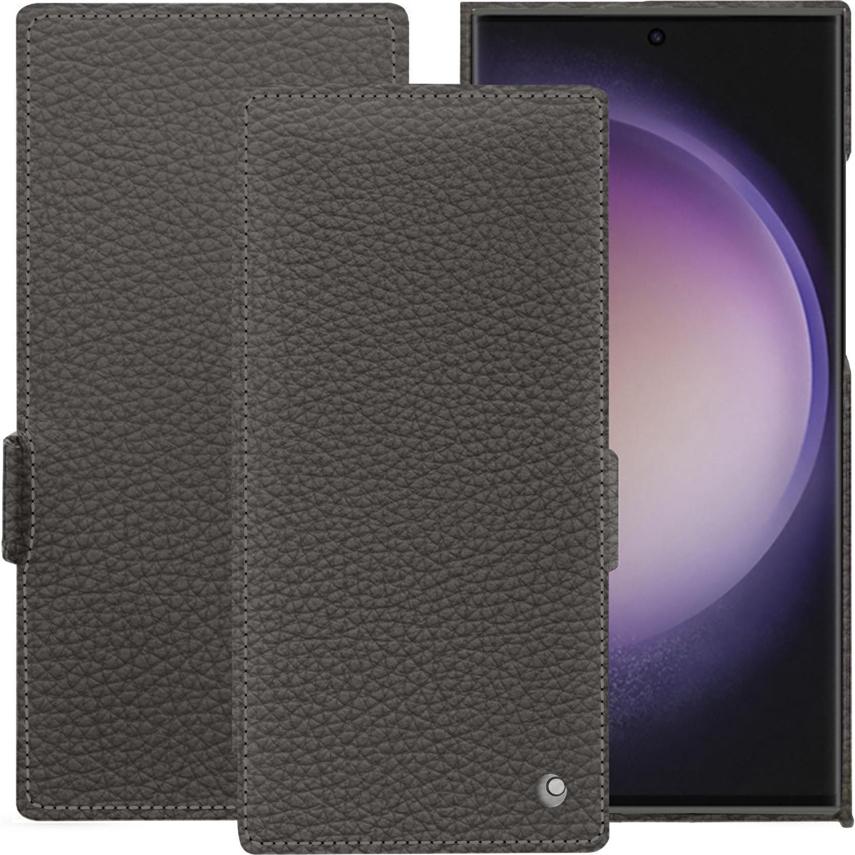Noreve Lederschutzhülle horizontal (Samsung Galaxy S23 Ultra, Samsung Galaxy S24 Ultra), Smartphone Hülle, Grau