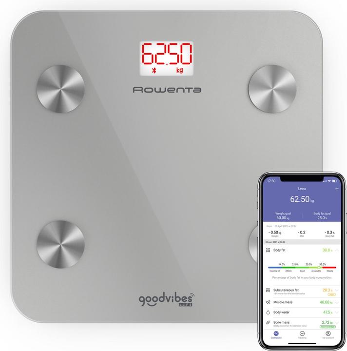 Image du produit Rowenta Goodvibes LIFE BR9600 Square Silver Pèse-personne électronique (160 kg)