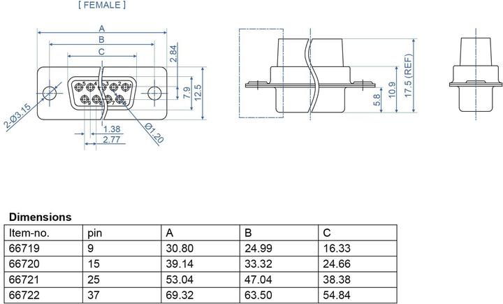 Actual product image Delock D-Sub 9 pin crimp socket, metal, 4 pieces (0.14 m)