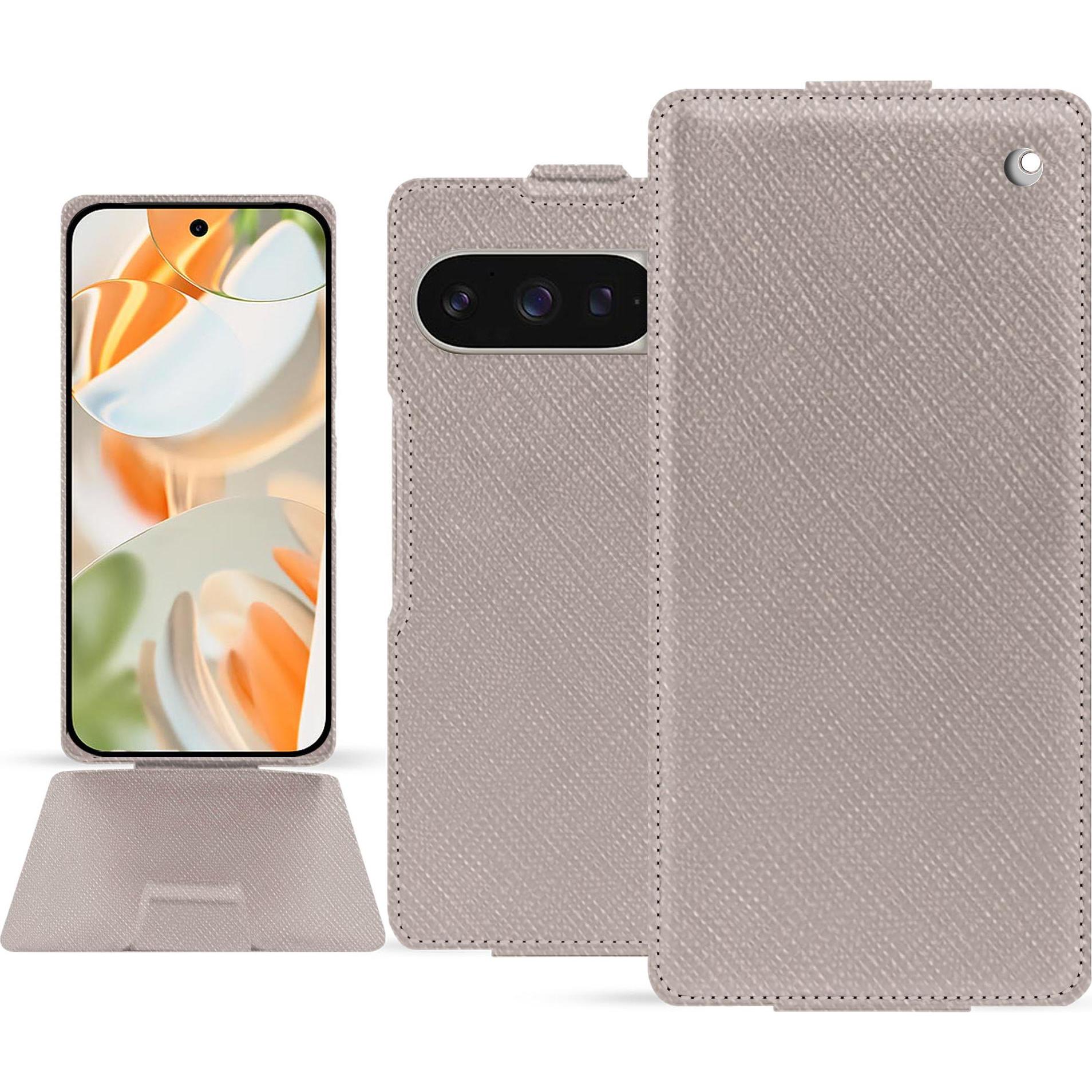 Noreve Lederschutzhülle vertikal (Google Pixel 9 Pro Fold), Smartphone Hülle, Beige