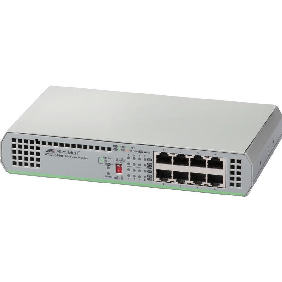 Allied Telesis L2 UM. GE 8P INT.PSU (8 Ports), Netzwerk Switch, Grau
