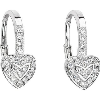 Evolution Group, Ohrringe, Silver earrings with zircon white heart 11189.1 (L)
