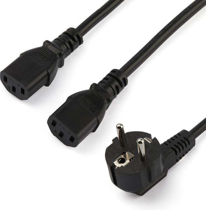 Actual product image StarTech 2m C13 power cable - Schuko CEE7 to 2x C13 - Y power cable - C13 cold device cable (2 m)