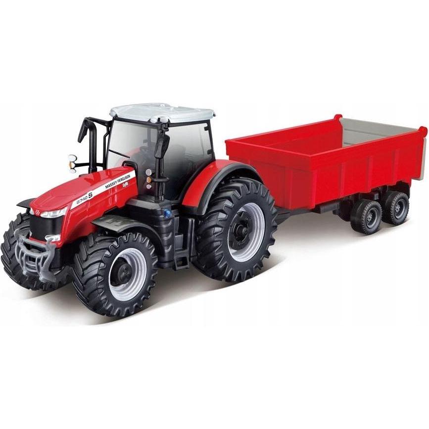 Bburago 18/31662 Massey Ferguson 8740s con rimorchio chiuso Scala ufficiale 1:32 rosso metallizzato (Asst. 1