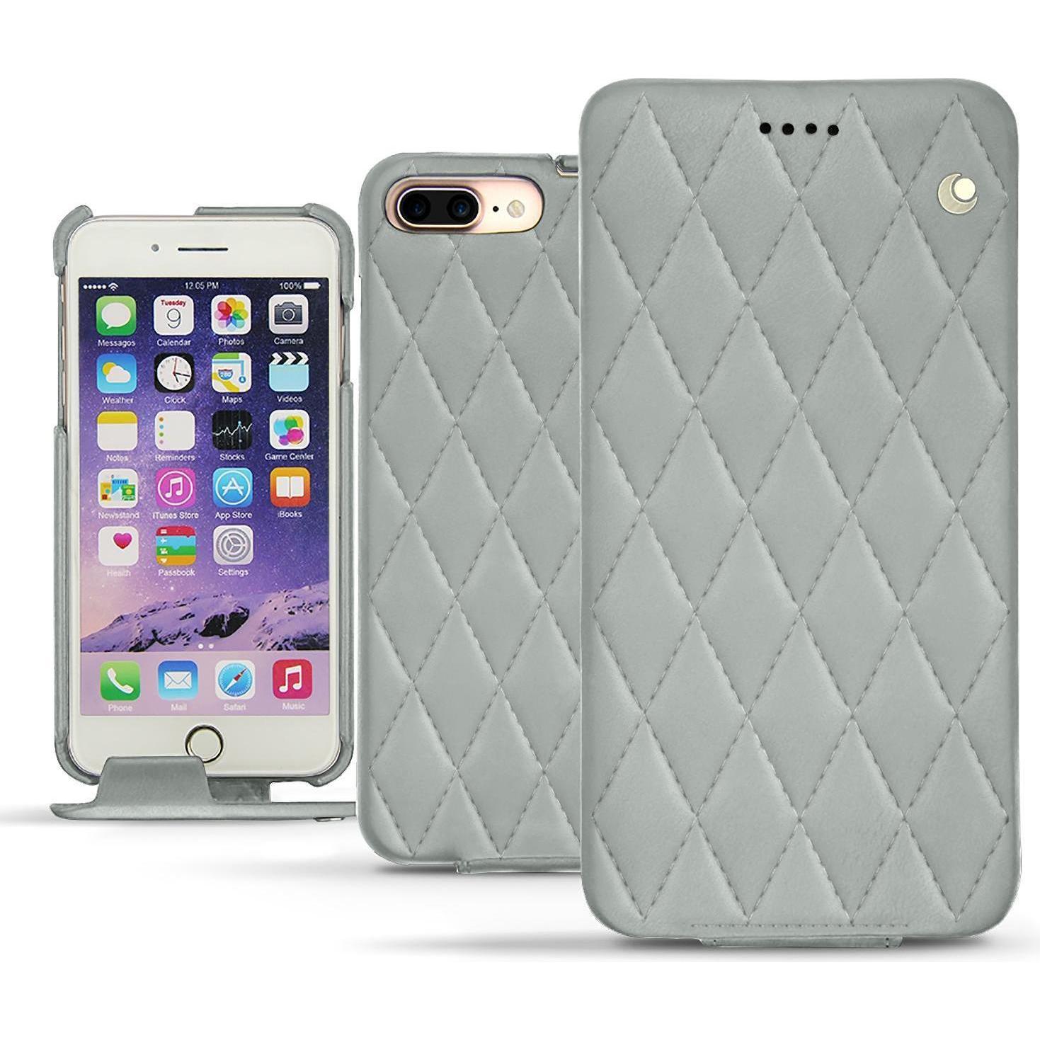 Noreve Lederschutzhülle vertikal (Apple iPhone 7 Plus), Smartphone Hülle, Grau